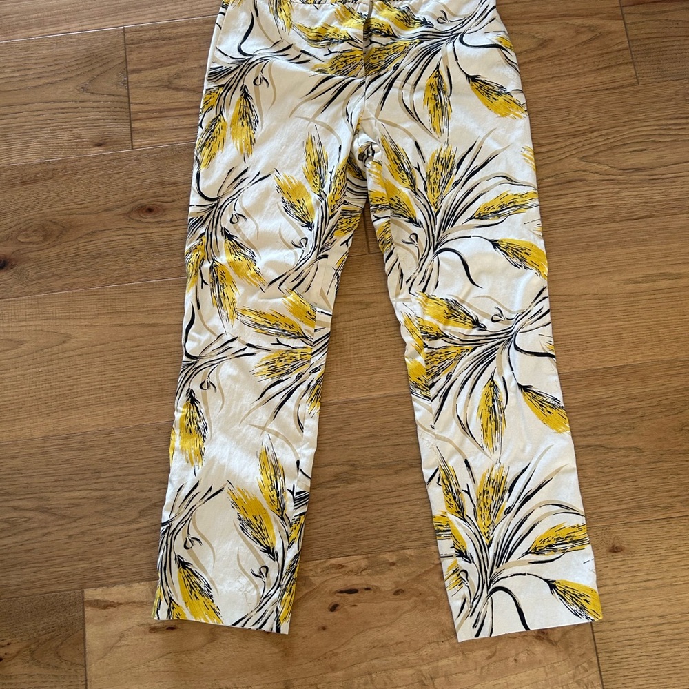Tory Burch Yellow and Black Floral Pants